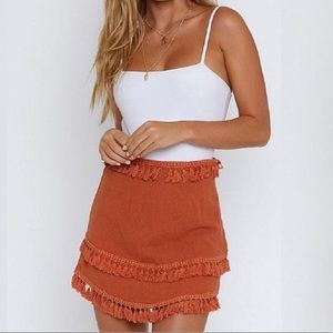 Burnt Orange Tassel Skirt